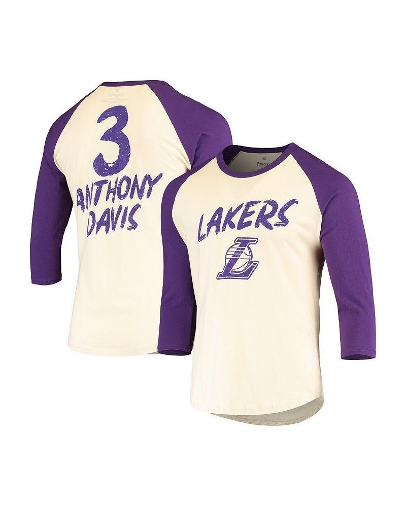 Men's Anthony Davis Cream, Purple Los Angeles Lakers Raglan 3/4 Sleeve T-shirt $22.09 T-Shirts