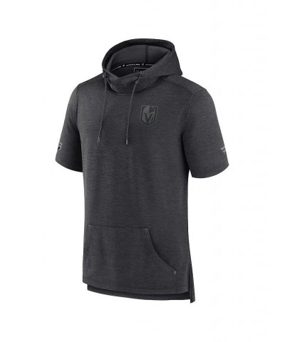 Men's Branded Heather Charcoal Vegas Golden Knights Authentic Pro Road Performance Short Sleeve Pullover Hoodie $36.29 Sweats...