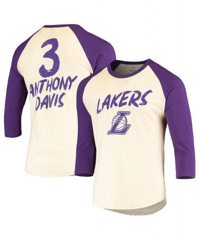 Men's Anthony Davis Cream, Purple Los Angeles Lakers Raglan 3/4 Sleeve T-shirt $22.09 T-Shirts