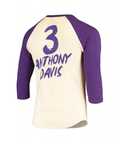 Men's Anthony Davis Cream, Purple Los Angeles Lakers Raglan 3/4 Sleeve T-shirt $22.09 T-Shirts