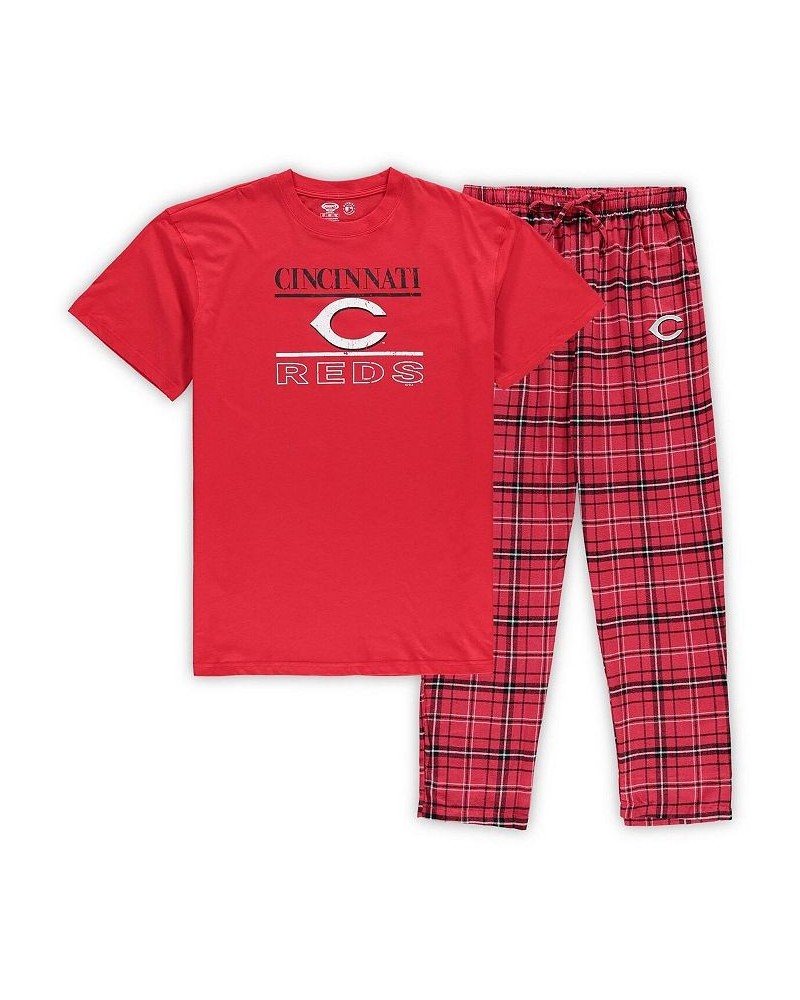 Men's Red and Black Cincinnati Reds Big and Tall Lodge T-shirt and Pants Sleep Set $28.20 Pajama