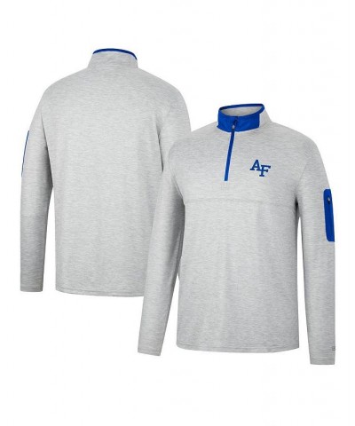 Men's Heathered Gray, Royal Air Force Falcons Country Club Windshirt Quarter-Zip Jacket $30.59 Sweatshirt