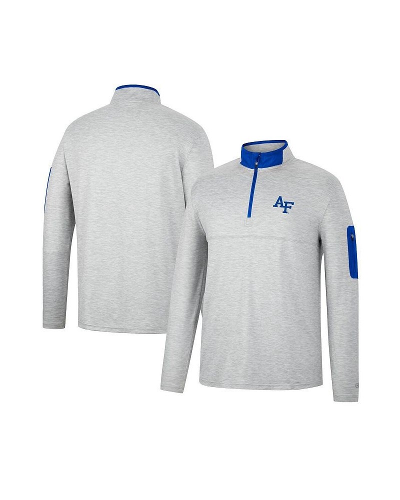 Men's Heathered Gray, Royal Air Force Falcons Country Club Windshirt Quarter-Zip Jacket $30.59 Sweatshirt