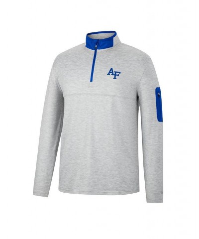 Men's Heathered Gray, Royal Air Force Falcons Country Club Windshirt Quarter-Zip Jacket $30.59 Sweatshirt