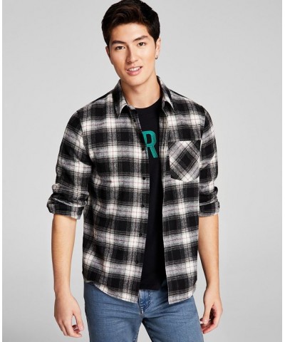 Men's Plaid Brushed Flannel Shirt White $22.20 Shirts