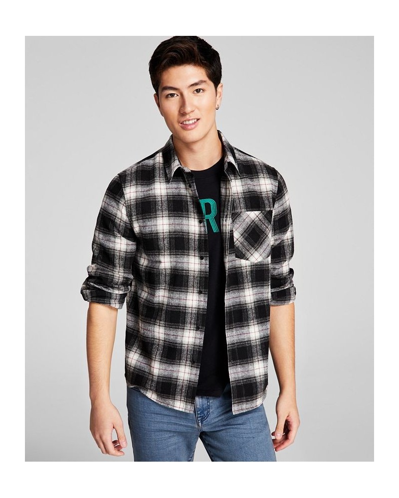 Men's Plaid Brushed Flannel Shirt White $22.20 Shirts