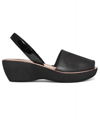 Women's Fine Glass Wedge Sandals Black $36.57 Shoes