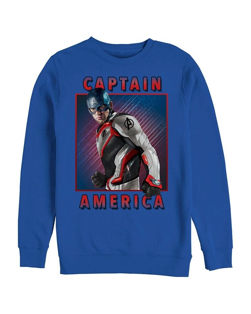 Marvel Men's Avengers Endgame Captain America Portrait, Crewneck Fleece Blue $24.20 Sweatshirt