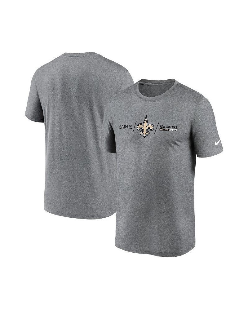 Men's Heathered Charcoal New Orleans Saints Horizontal Lockup Legend T-shirt $23.19 T-Shirts