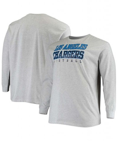 Men's Big and Tall Heathered Gray Los Angeles Chargers Practice Long Sleeve T-shirt $22.39 T-Shirts