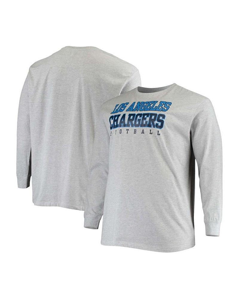 Men's Big and Tall Heathered Gray Los Angeles Chargers Practice Long Sleeve T-shirt $22.39 T-Shirts