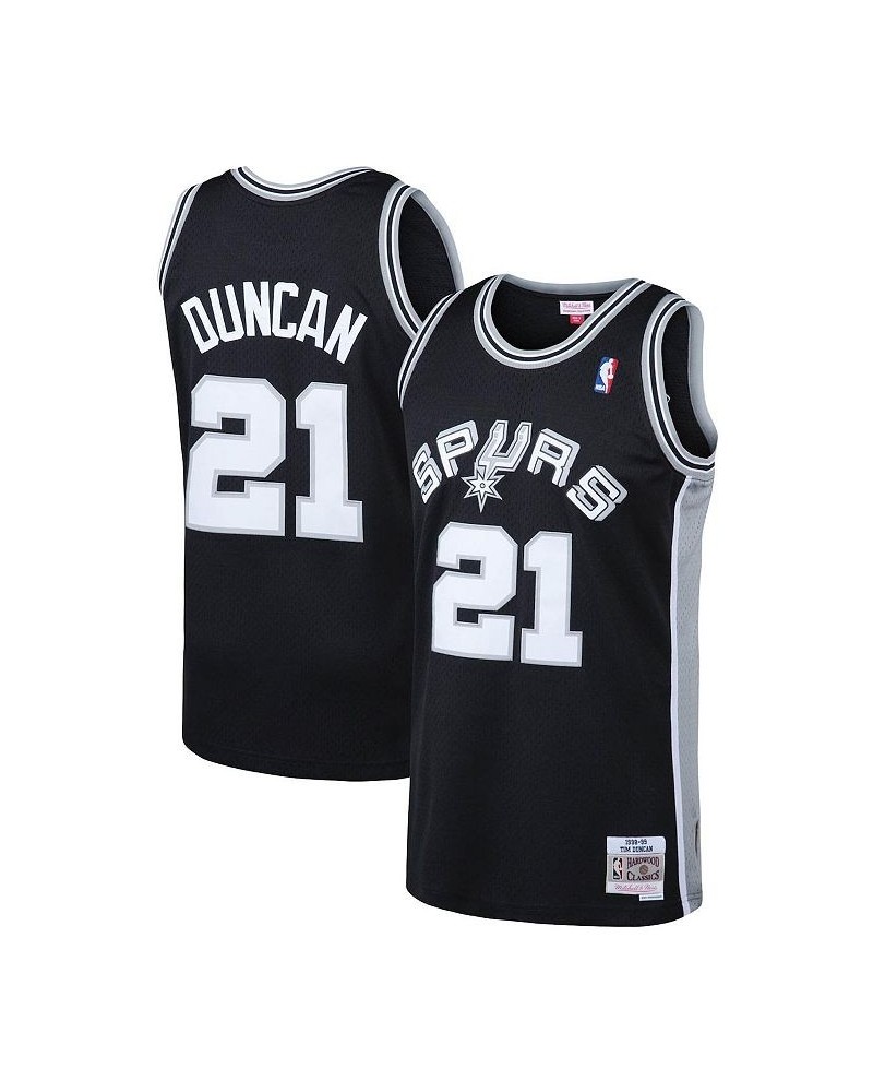 Men's Tim Duncan Black San Antonio Spurs Big and Tall Hardwood Classics Jersey $57.00 Jersey