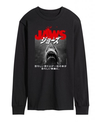 Men's Jaws Long Sleeve T-shirt Black $18.48 T-Shirts