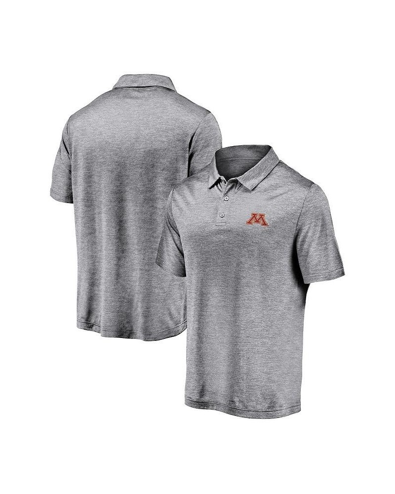 Men's Gray Minnesota Golden Gophers Primary Logo Striated Polo Shirt $28.99 Polo Shirts