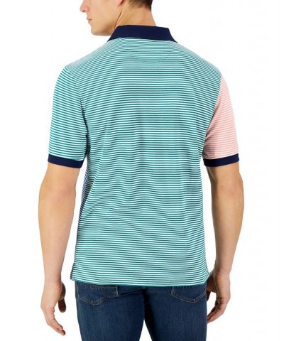 Men's Colorblocked Striped Polo Blue $16.09 Polo Shirts