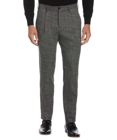 Men's Slim-Fit Non-Iron Pleated Taper Crop Pants Gray $47.76 Pants