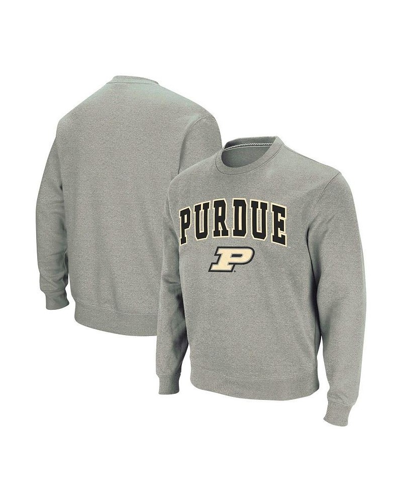 Men's Heather Gray Purdue Boilermakers Arch & Logo Crew Neck Sweatshirt $34.19 Sweatshirt