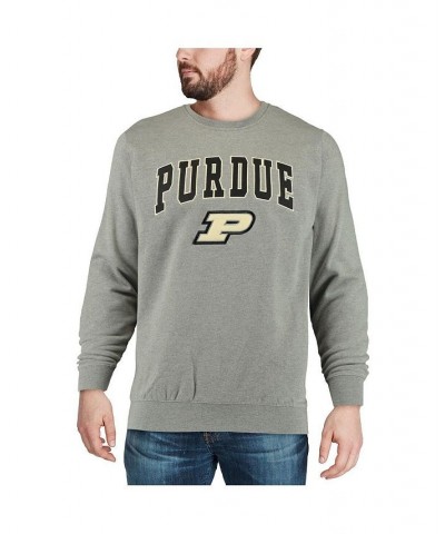 Men's Heather Gray Purdue Boilermakers Arch & Logo Crew Neck Sweatshirt $34.19 Sweatshirt