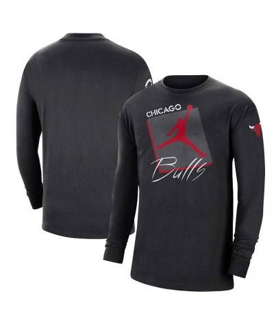 Men's Brand Black Chicago Bulls Courtside Max 90 Vintage-Like Wash Statement Edition Long Sleeve T-shirt $33.63 T-Shirts