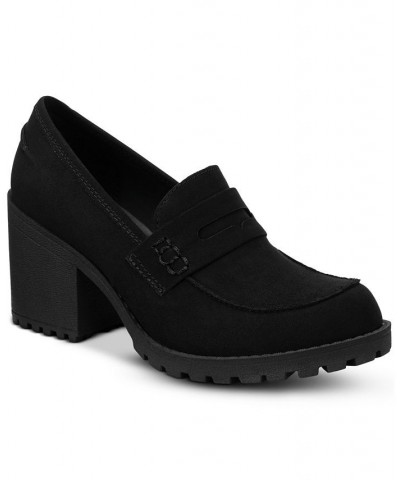 Maycee Lug Sole Loafers Black $31.97 Shoes