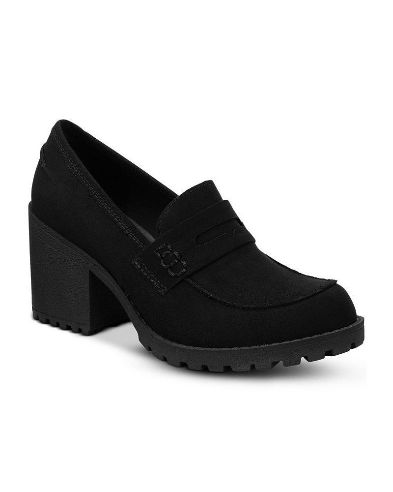 Maycee Lug Sole Loafers Black $31.97 Shoes