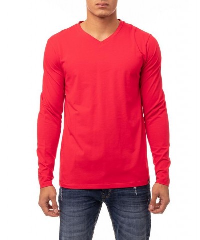 Men's Soft Stretch V-Neck Long Sleeve T-shirt PD08 $21.56 T-Shirts