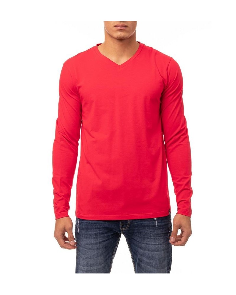 Men's Soft Stretch V-Neck Long Sleeve T-shirt PD08 $21.56 T-Shirts