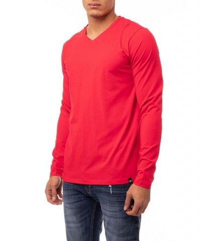 Men's Soft Stretch V-Neck Long Sleeve T-shirt PD08 $21.56 T-Shirts