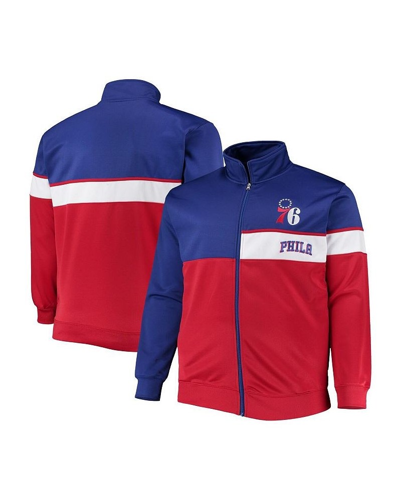 Men's Royal, Red Philadelphia 76ers Big and Tall Pieced Body Full-Zip Track Jacket $37.40 Jackets