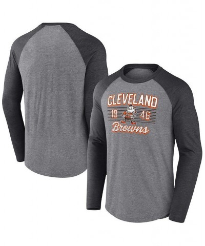 Men's Branded Heathered Gray, Heathered Charcoal Cleveland Browns Weekend Casual Raglan Long Sleeve T-shirt $30.79 T-Shirts