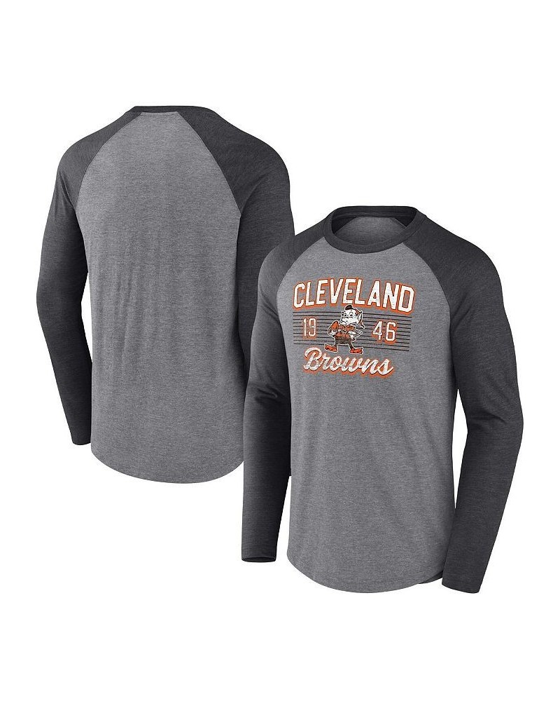 Men's Branded Heathered Gray, Heathered Charcoal Cleveland Browns Weekend Casual Raglan Long Sleeve T-shirt $30.79 T-Shirts