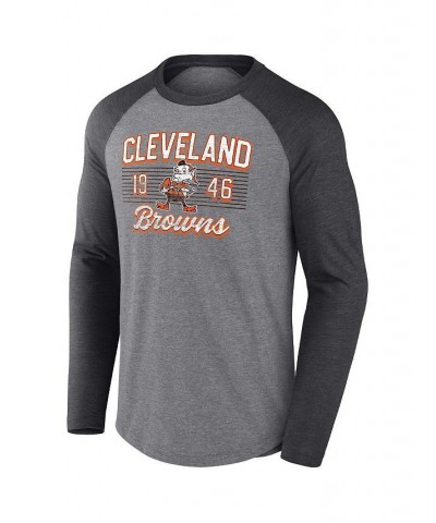 Men's Branded Heathered Gray, Heathered Charcoal Cleveland Browns Weekend Casual Raglan Long Sleeve T-shirt $30.79 T-Shirts