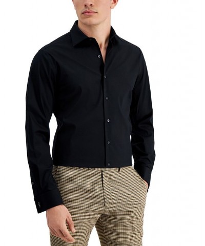 Men's Slim Fit 2-Way Stretch Stain Resistant French Cuff Dress Shirt Black $23.00 Dress Shirts