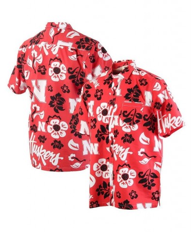 Men's Scarlet Nebraska Huskers Floral Button-Up Shirt $35.69 Shirts