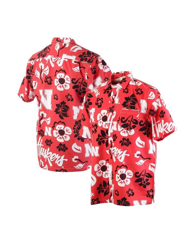 Men's Scarlet Nebraska Huskers Floral Button-Up Shirt $35.69 Shirts