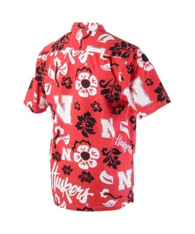 Men's Scarlet Nebraska Huskers Floral Button-Up Shirt $35.69 Shirts