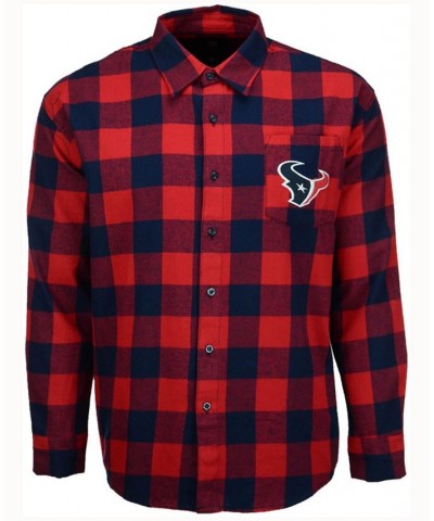 Men's Houston Texans Large Check Flannel Button Down Shirt $38.40 Tops