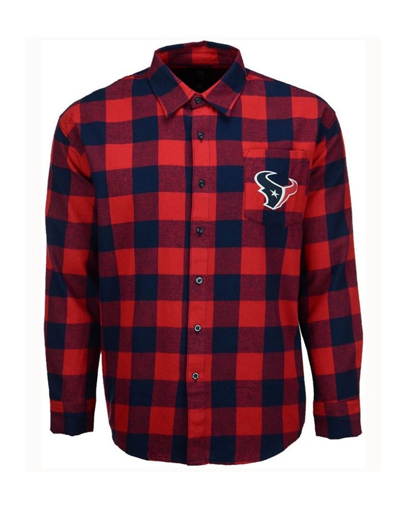 Men's Houston Texans Large Check Flannel Button Down Shirt $38.40 Tops