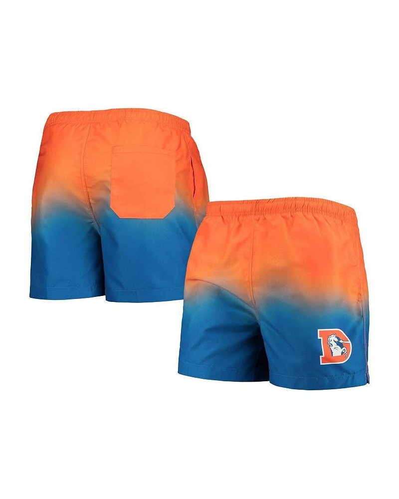 Men's Royal Denver Broncos Retro Dip-Dye Swim Shorts $27.60 Swimsuits