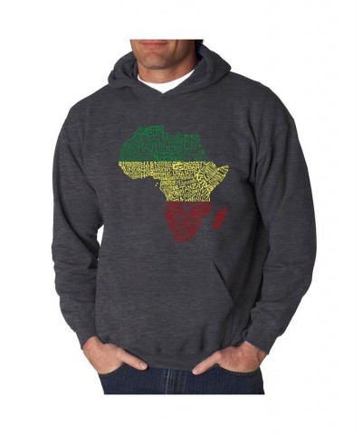 Men's Countries in Africa Word Art Hooded Sweatshirt Gray $35.39 Sweatshirt