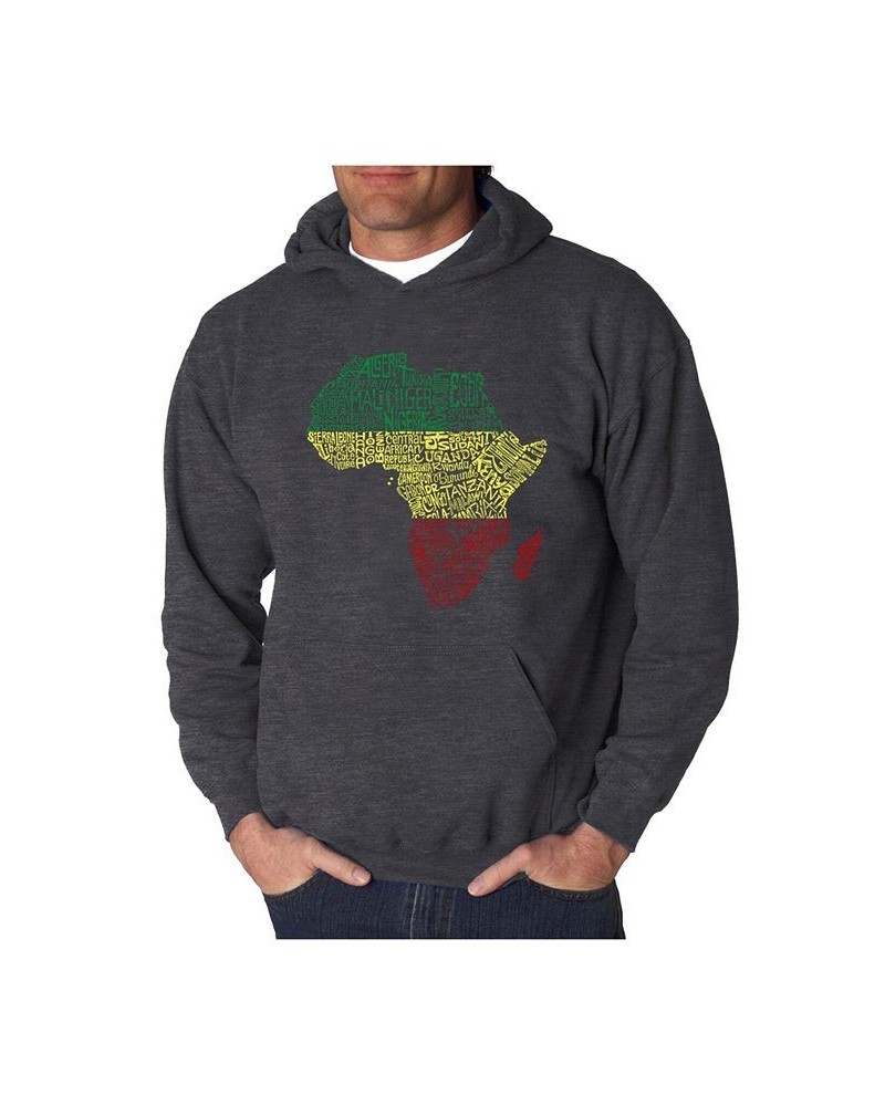 Men's Countries in Africa Word Art Hooded Sweatshirt Gray $35.39 Sweatshirt