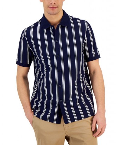 Men's Short-Sleeve Elevated Button Polo Blue $27.97 Polo Shirts