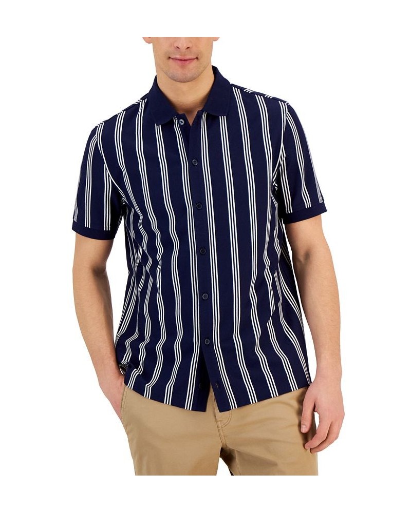 Men's Short-Sleeve Elevated Button Polo Blue $27.97 Polo Shirts