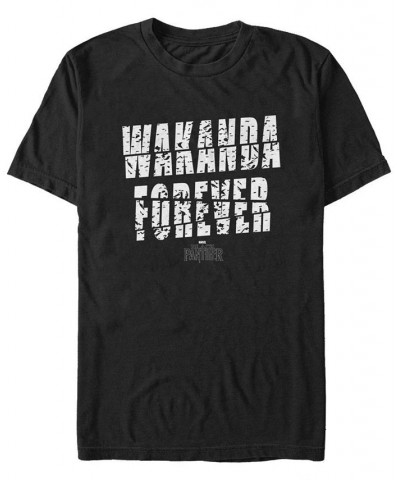 Marvel Men's Black Panther Distorted Wakanda Forever Short Sleeve T-Shirt Black $19.59 T-Shirts