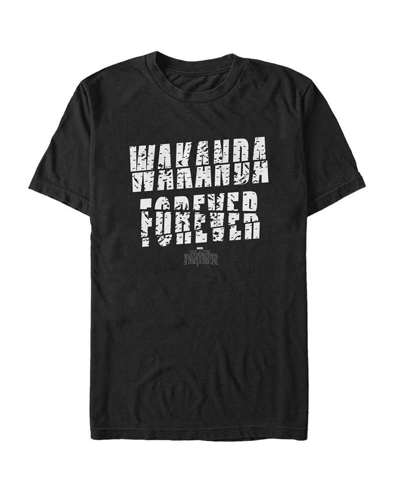 Marvel Men's Black Panther Distorted Wakanda Forever Short Sleeve T-Shirt Black $19.59 T-Shirts