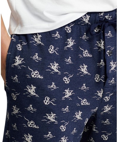 Men's Cotton-Blend Nautical-Inspired Printed Sleep Pants Harbour Island Blue $33.15 Pants