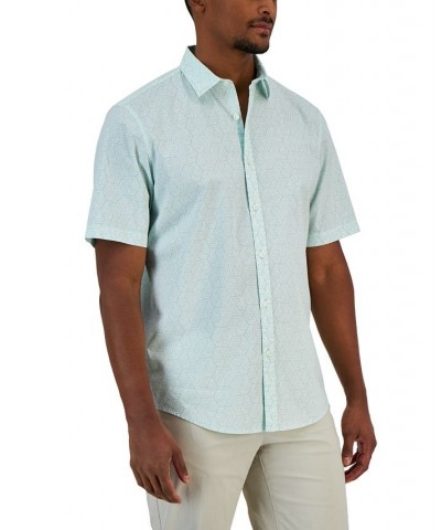 Men's Honey Classic-Fit Stretch Geo-Print Button-Down Shirt Green $15.00 Shirts