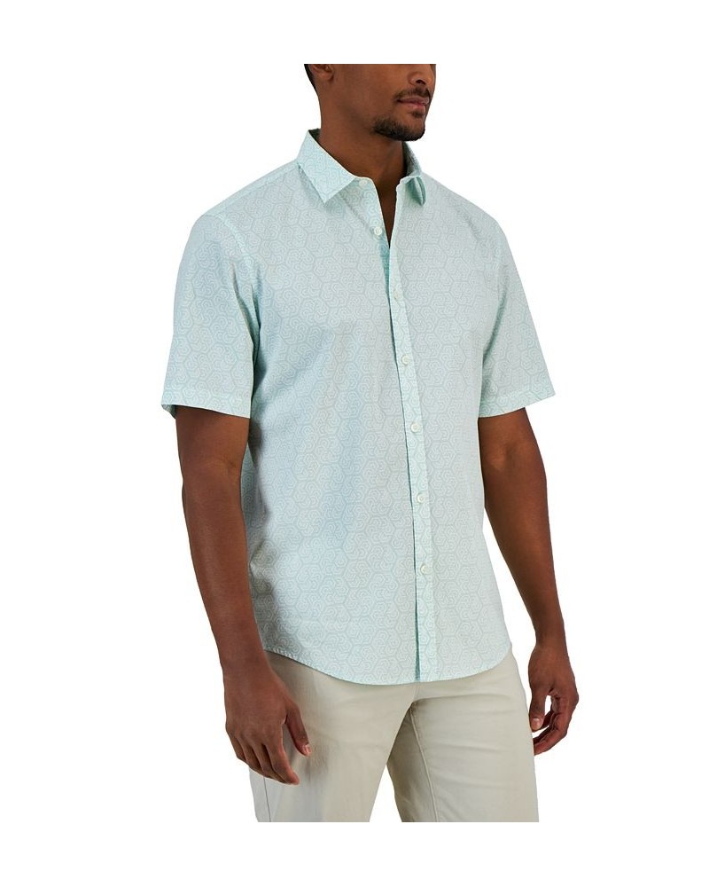 Men's Honey Classic-Fit Stretch Geo-Print Button-Down Shirt Green $15.00 Shirts