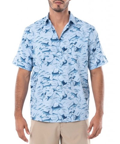 Men's Tonal Bills Short Sleeve Printed Fishing Shirt Blue $33.80 Shirts