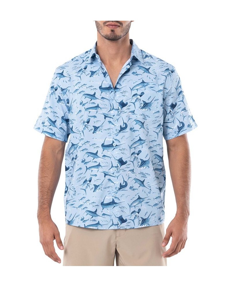 Men's Tonal Bills Short Sleeve Printed Fishing Shirt Blue $33.80 Shirts